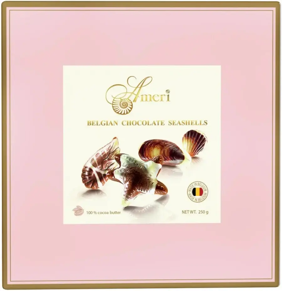  Набор конфет Ameri Belgian Chocolate Seashells, в розовой подарочной коробке, 250 г