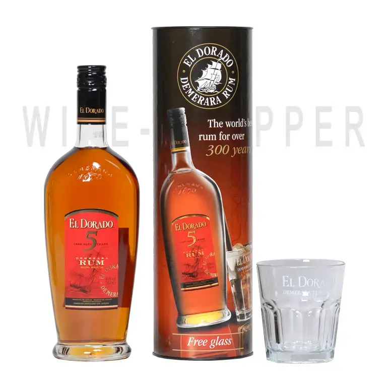 Ром Demerara Distillers El Dorado 5 Y.O. Rum with glass in gift box 0.7 л