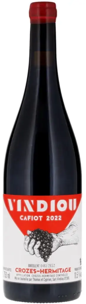Вино Vindiou Crozes-Hermitage Cafiot, 2022, 0.75 л