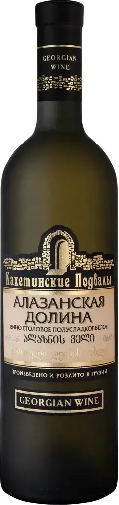 Вино Кахетинские подвалы Алазанская Долина Белое, Матовая Бутылка, 0.75 л