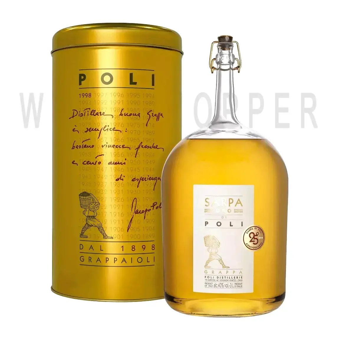 Граппа Poli Sarpa Oro di Poli metal tube 3 л
