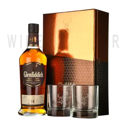 Виски Glenfiddich 18 Years Old, gift box with 2 glasses 0.75 л