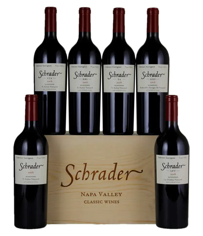  Schrader Cellars Cabernet Sauvignon Napa Valley Beckstoffer To Kalon, wooden box with 6 bottles, 2002, 2009, 2011, 0.75 л