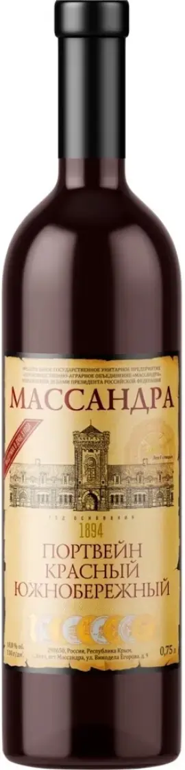 Портвейн Массандра Портвейн Красный Южнобережный, 0.75 л