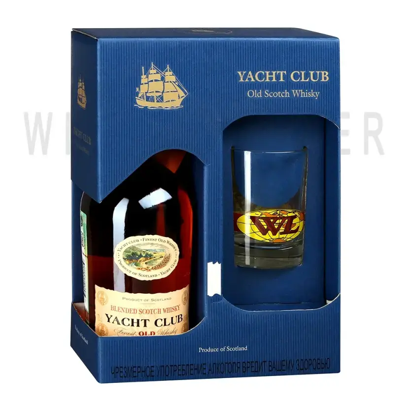 Виски Scotch Whisky Yacht Club gift box with glass 0.7 л
