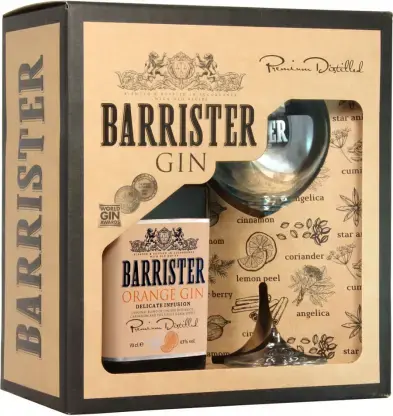 Джин Barrister Orange, gift box with glass 0.7 л