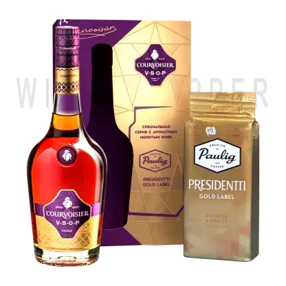 Коньяк Courvoisier VSOP, gift set with coffee Paulig, 0.5 л